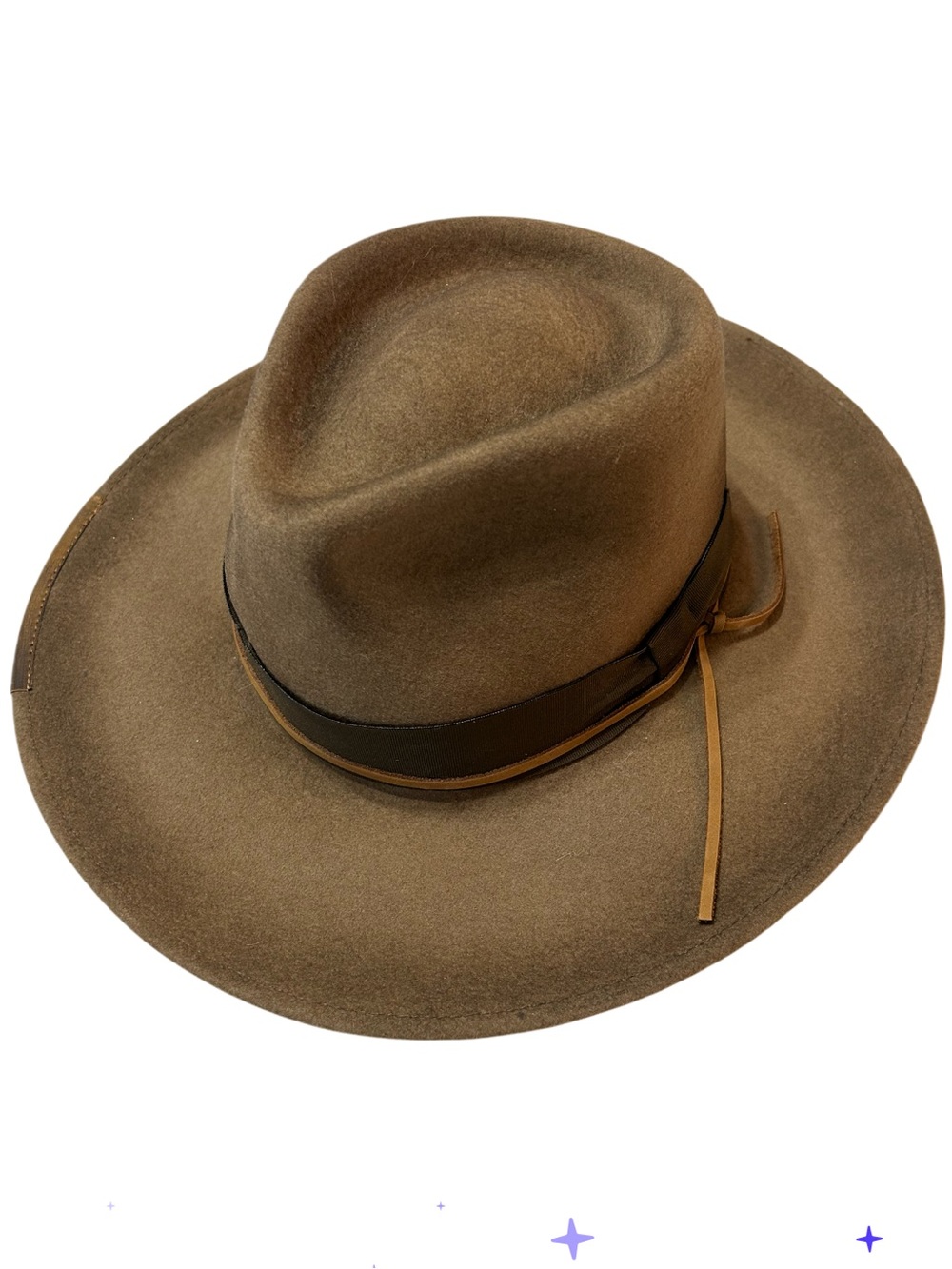 Bigalli Saggy Distressed Wool Felt Outback Hat Womens M Cowgirl Rancher NWOT